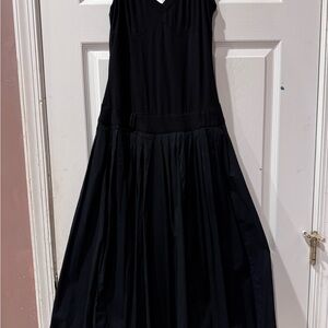 Black Drop Waist Cotton Dress